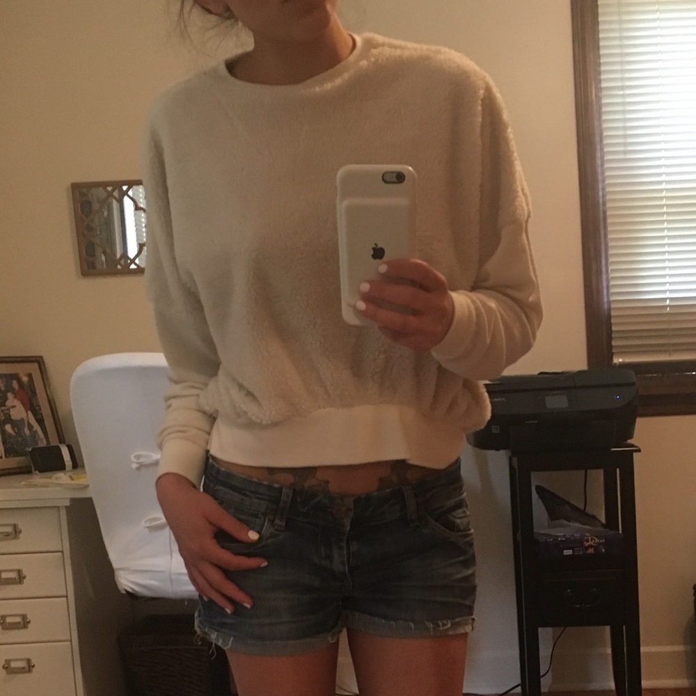 Out from under teddy fleece sweatshirt